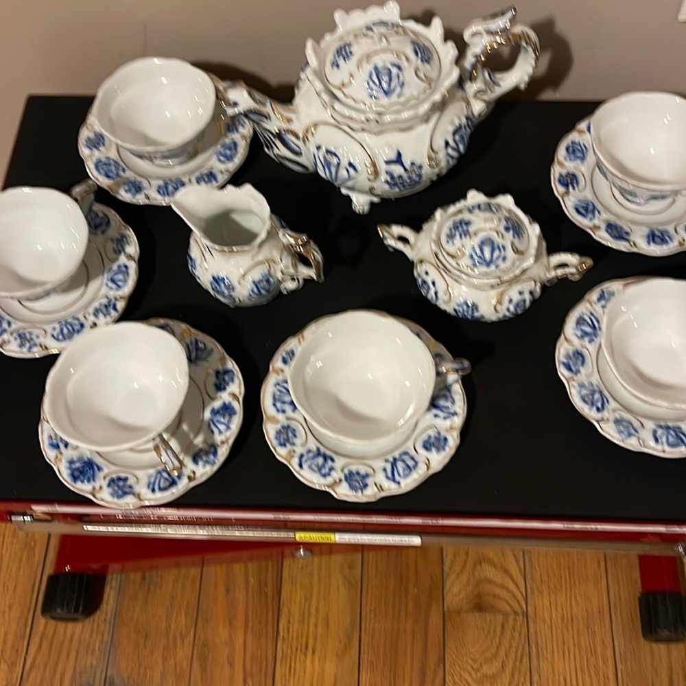 Royal Vienna Fine Porcelain Tea Set Blue White Gold China Wow Antique VTG Rare - Picture 16 of 16